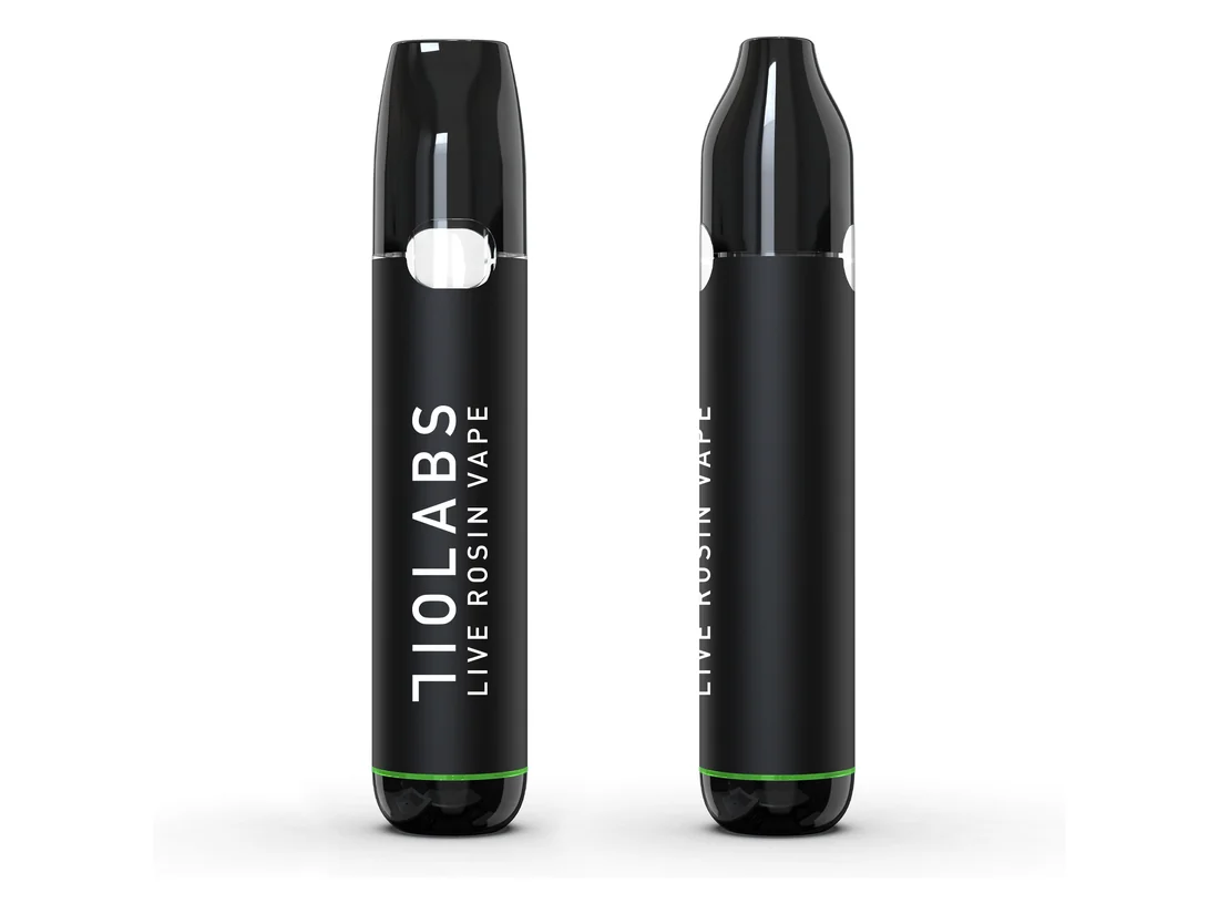 710 Labs Live Rosin Vape in matte black with a green accent line at the base